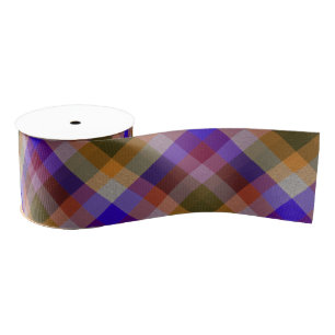 Plaid With Pattern Ribbon Grosgrain Ribbon