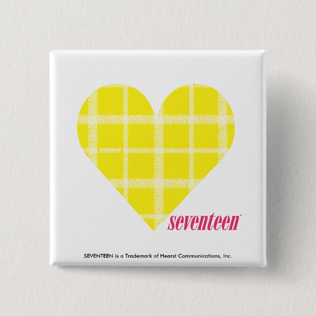 Plaid Yellow 2 2 Inch Square Button (Front)