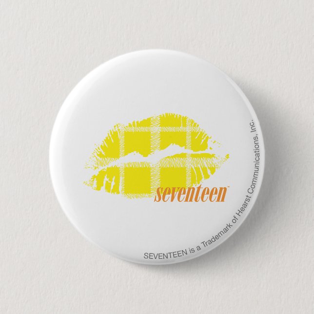 Plaid Yellow 2 Inch Round Button (Front)