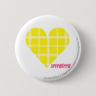 Plaid Yellow 2 Inch Round Button