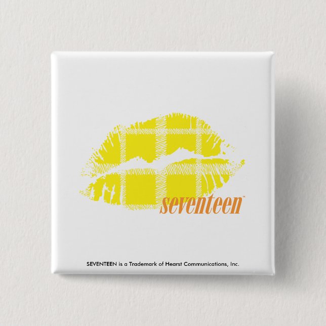 Plaid Yellow 2 Inch Square Button (Front)