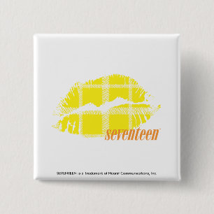 Plaid Yellow 2 Inch Square Button