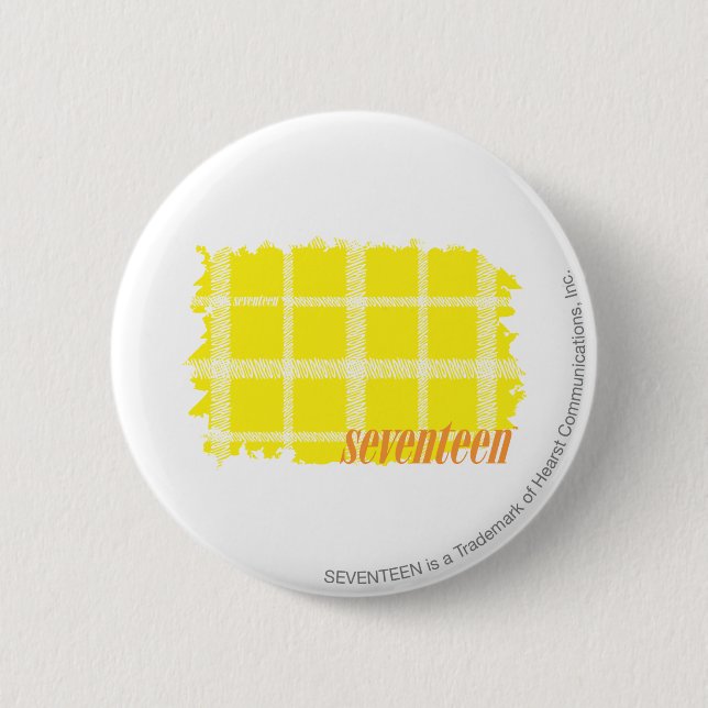 Plaid Yellow 3 2 Inch Round Button (Front)