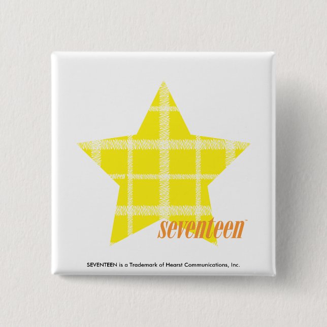 Plaid Yellow 4 2 Inch Square Button (Front)