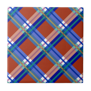 Plaids, Checks, Tartans Red and Blue Tile