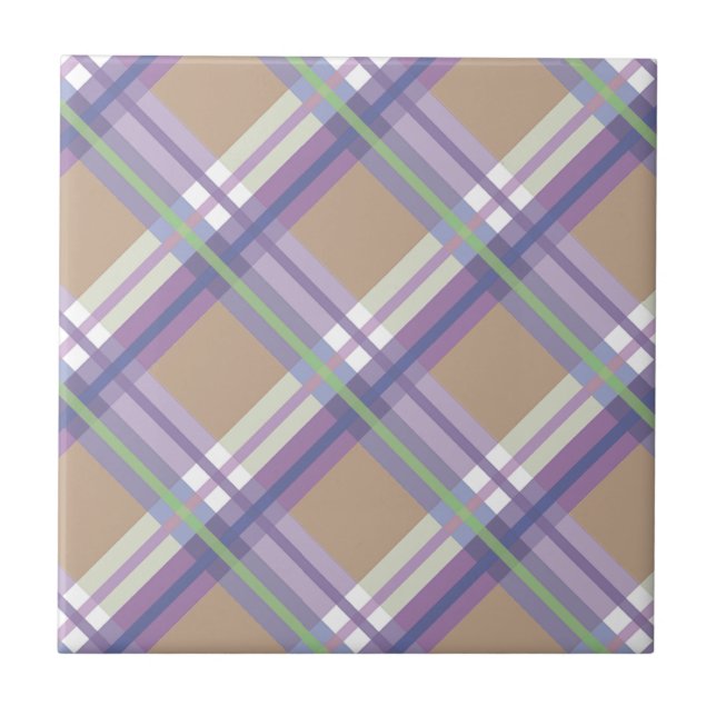 Plaids, Checks, Tartans Sand Lavender and Mint Tile (Front)