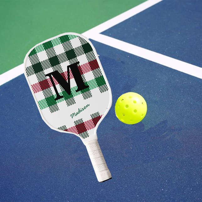 Plaids Preppy Colours Custom Monogram & Name Pickleball Paddle (Creator Uploaded)