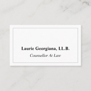Plain and Basic Counsellor At Law Business Card