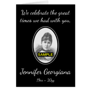 Plain and Simple Funeral Service Card, With Photo