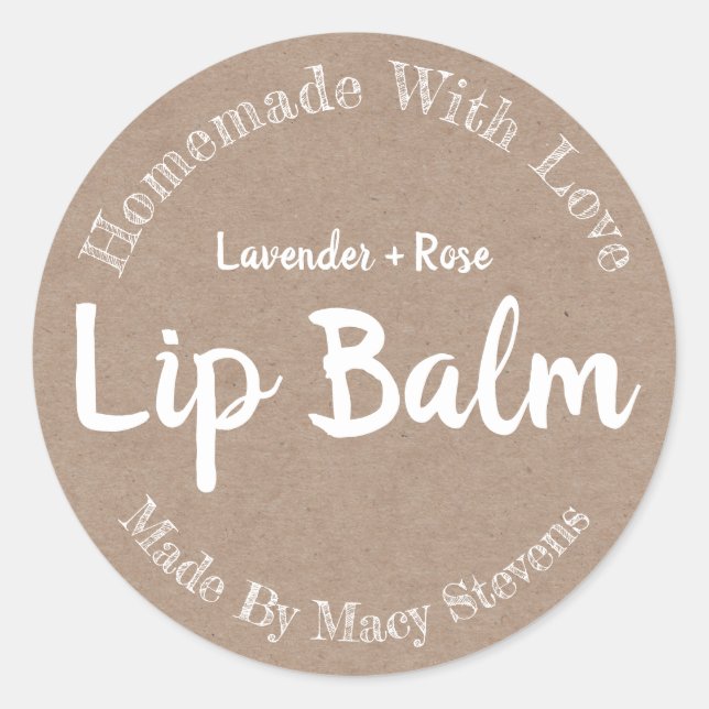 Plain And Simple Kraft Lip Balm Pot Labels (Front)