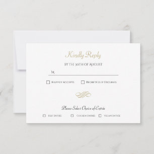 Plain and Simple White Gold Classic R.S.V.P. RSVP Card