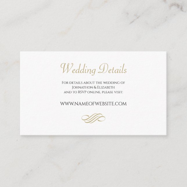 Plain and Simple White Gold Classic RSVP Responsse Enclosure Card (Front)