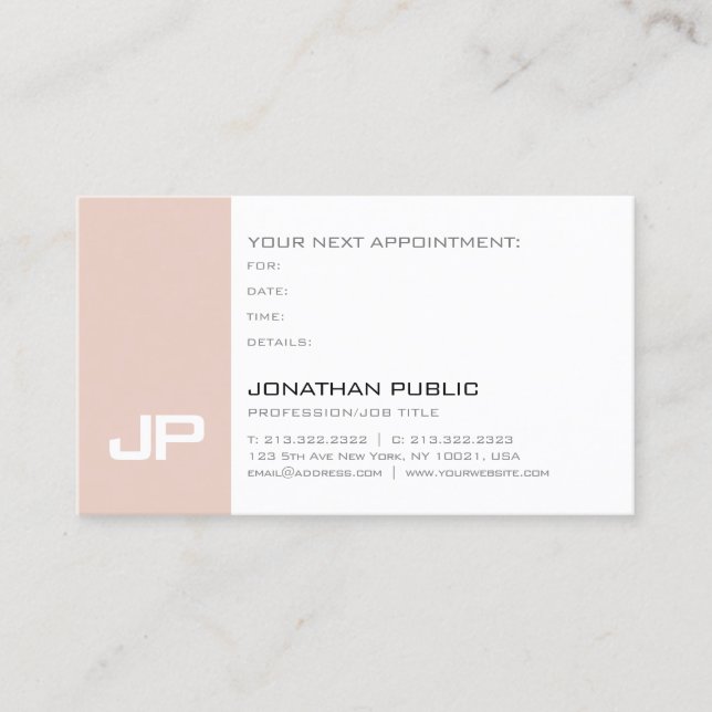 Plain Appointment Reminder Modern Elegant Trendy Card (Front)