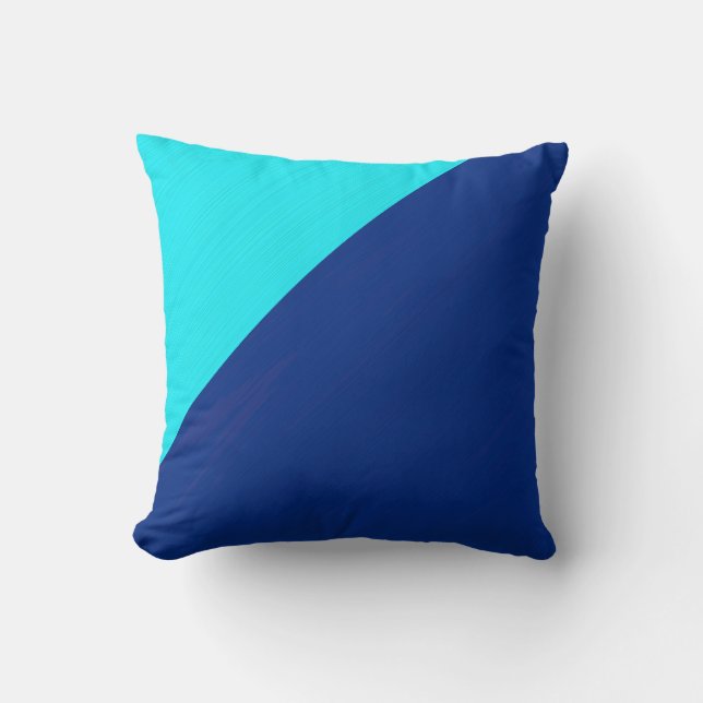Plain aqua (cyan) and dark blue background throw pillow (Front)