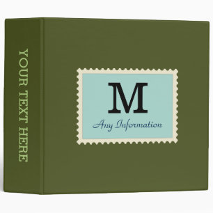 Plain Army green Background Monogram Binder