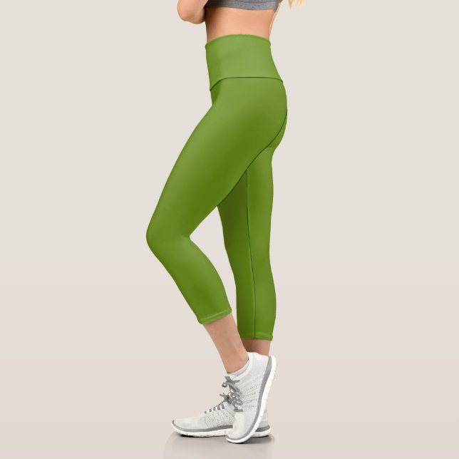 Plain Avocado Green Capri Leggings (Left)