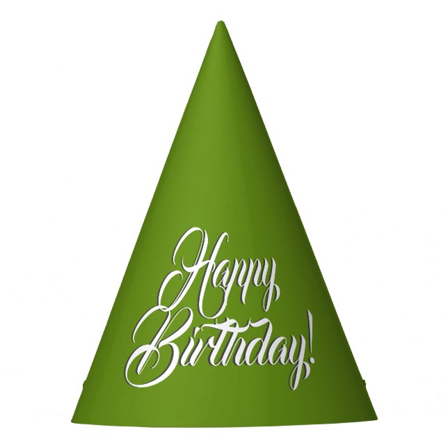 Plain Avocado Green Happy Birthday Party Hat (Front)