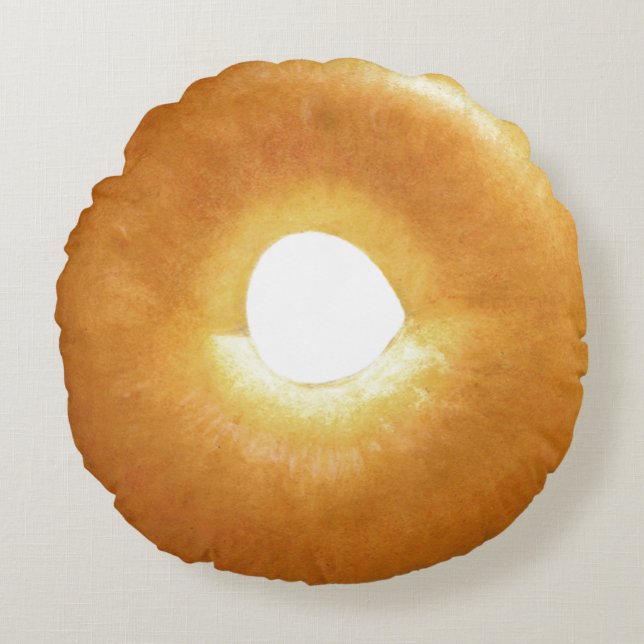 Plain Bagel Round Throw Pillow (Front)