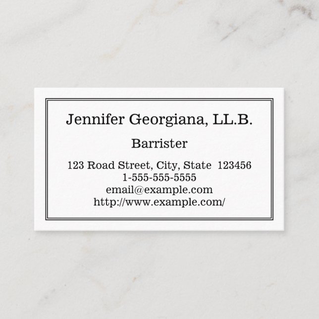 Plain Barrister Business Card (Front)
