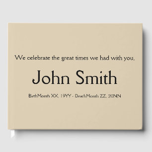 Plain & Basic Beige Funeral Guest Book