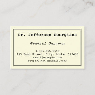 Plain & Basic General Surgeon Business Card