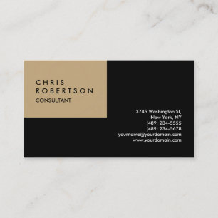 Plain Beige Black Modern Creative Business Card