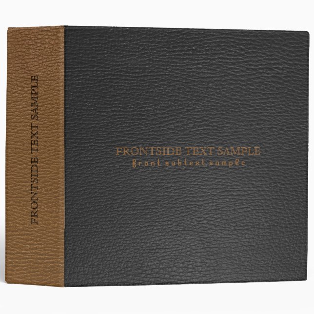 Plain Black  And Brown Faux Leather Print Binder (Front/Spine)
