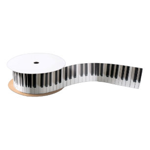 plain black and white music piano satin ribbon