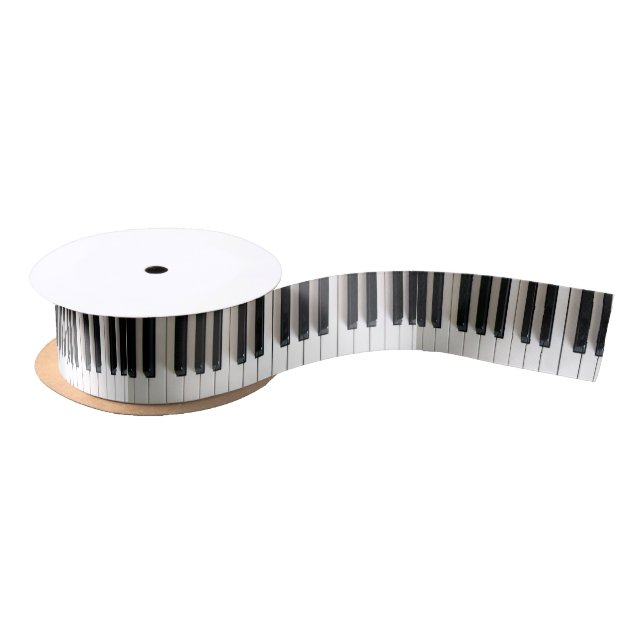 plain black and white music piano satin ribbon (Spool)