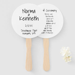 Plain Black and White Wedding Program Hand Fan