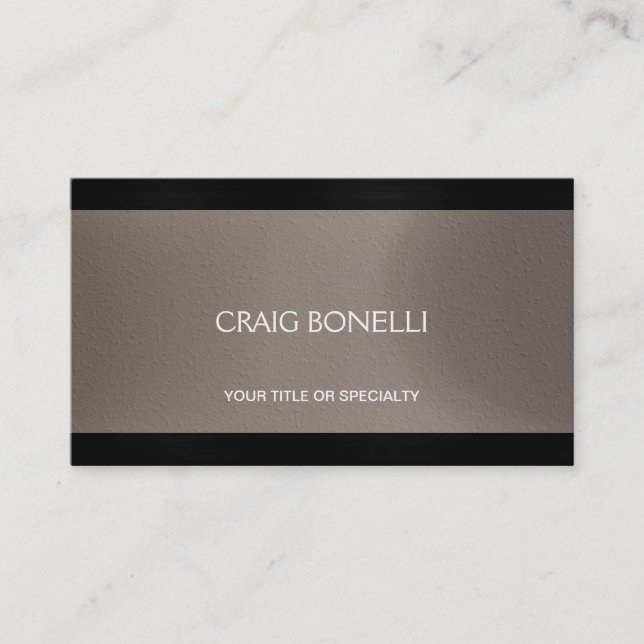 Plain Black Beige Business Card (Front)