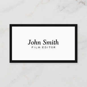 Plain Black Border Film Editor Business Card