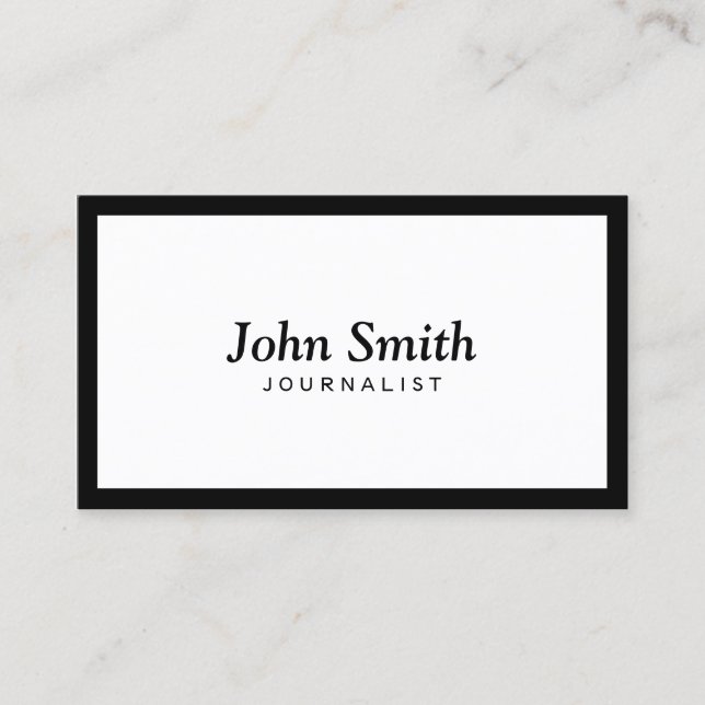 Plain Black Border Journalist Business Card (Front)