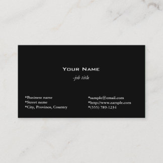plain, black business card