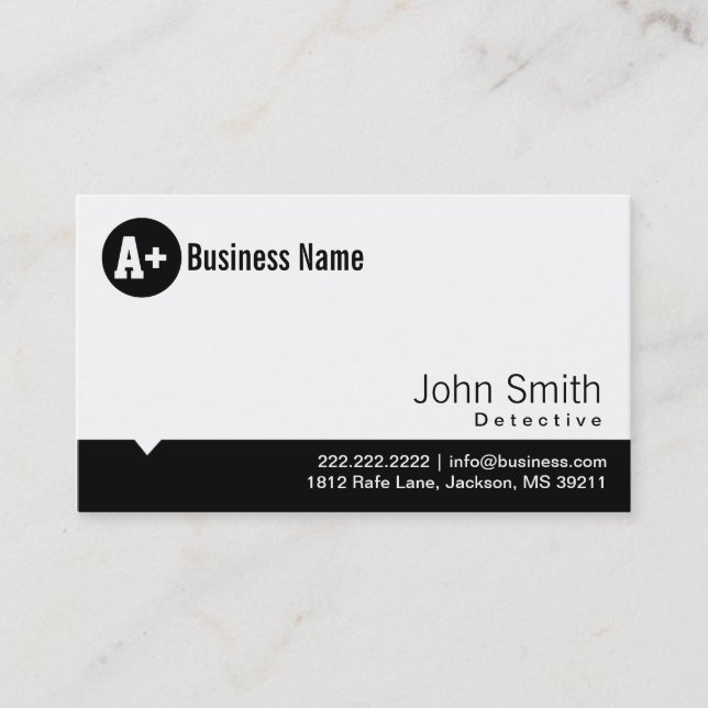 Plain Black Dot Detective Business Card (Front)