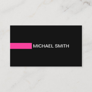 Plain Black Elegant Modern Hot Pink Business Card