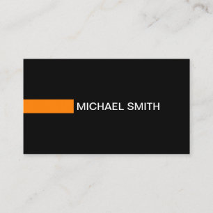 Plain Black Elegant Modern Orange Business Card