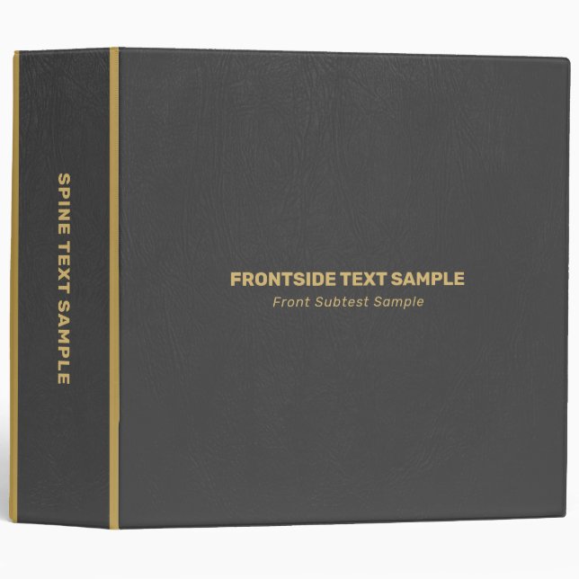 Plain Black Faux Leather LGoldAccents  Binder (Front/Spine)