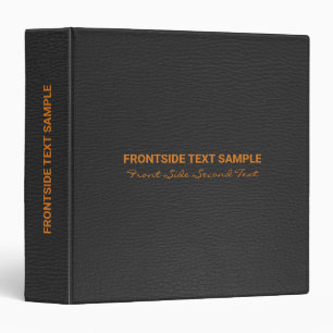 Plain Black & Grey Leather Texture Orange Text Binder