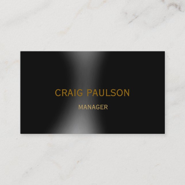 Plain Black Grey Manager Business Card (Front)