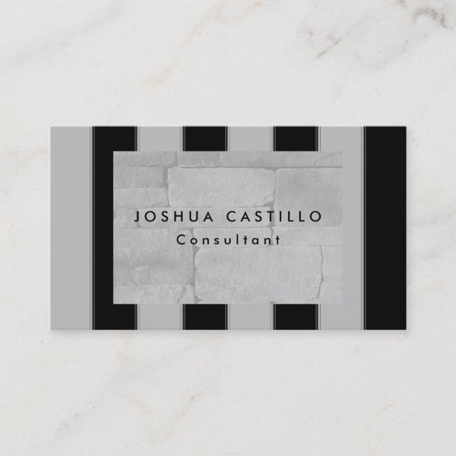 Plain Black Grey Striped Wall Professional Business Card (Front)