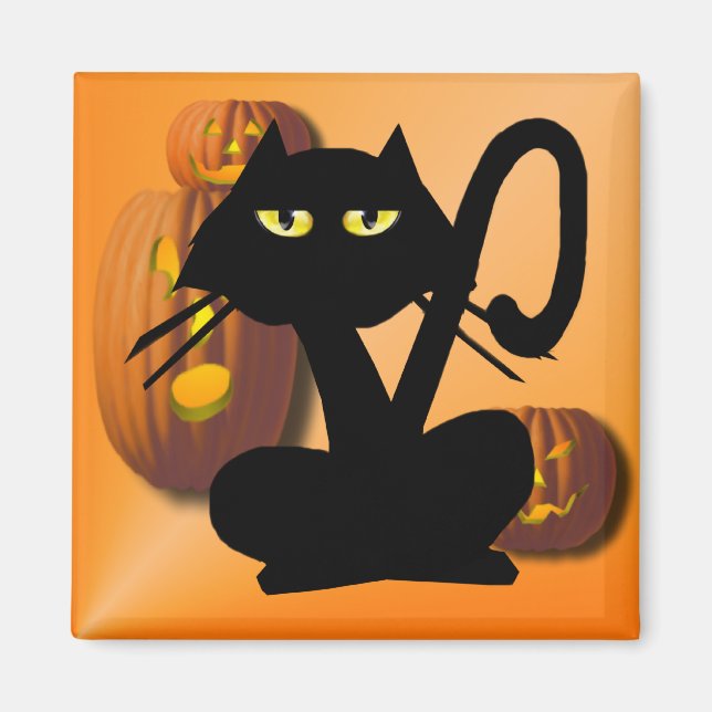 Plain Black Kitty Halloween Magnet (Front)