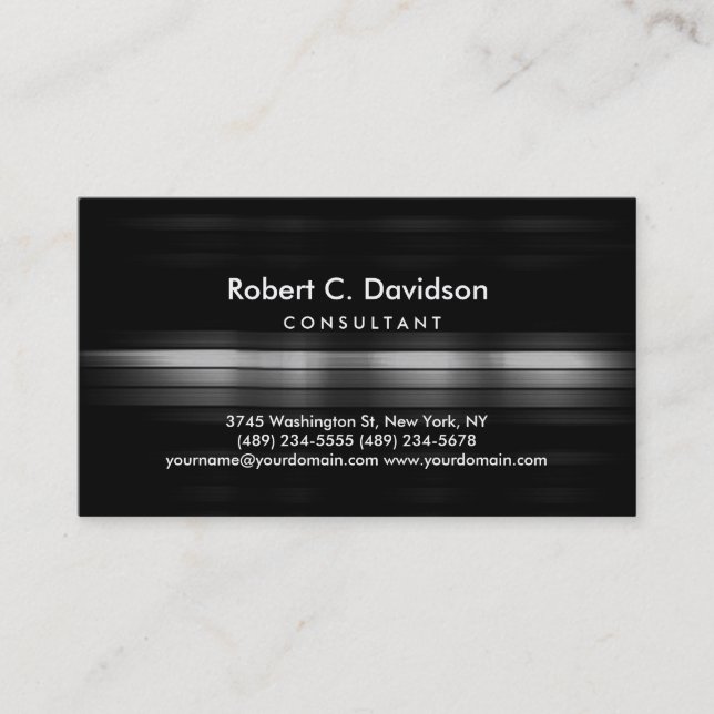 Plain Black Modern Consultant Business Card (Front)