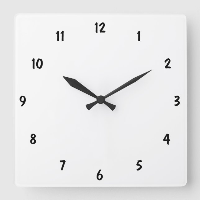 Plain Black Numbers Amazing Fab Square Wall Clock (Front)
