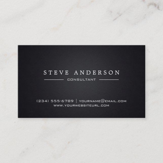 Plain Black Professional Modern Style Business Card (Front)