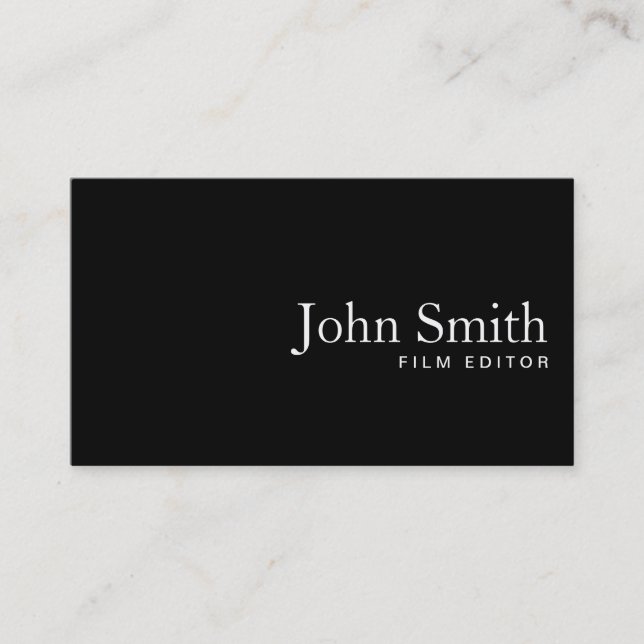 Plain Black QR Code Film Editor Business Card (Front)