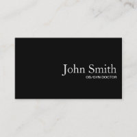 Plain Black QR Code OB/GYN Business Card