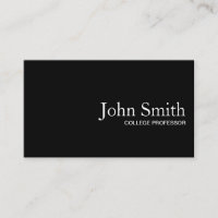 Plain Black QR Code Professor Business Card