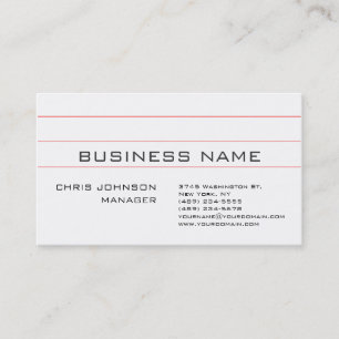 Plain Black White Cool Fonts Manager Business Card