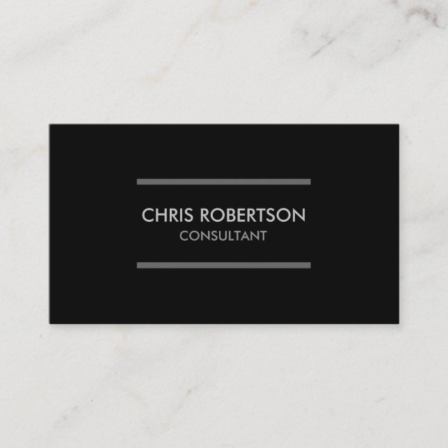 Plain Black & White Grey Consultant Business Card (Front)